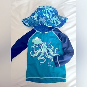 Baby boy swim shirt and hat 18-24 mos.